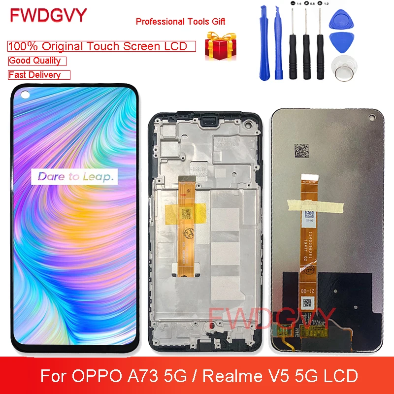 

6,5 "оригинальный новый высококачественный защитный чехол для Oppo Realme V5 5G ЖК-дисплей, сенсорная панель дигитайзер сборка ремонт Запчасти высо...