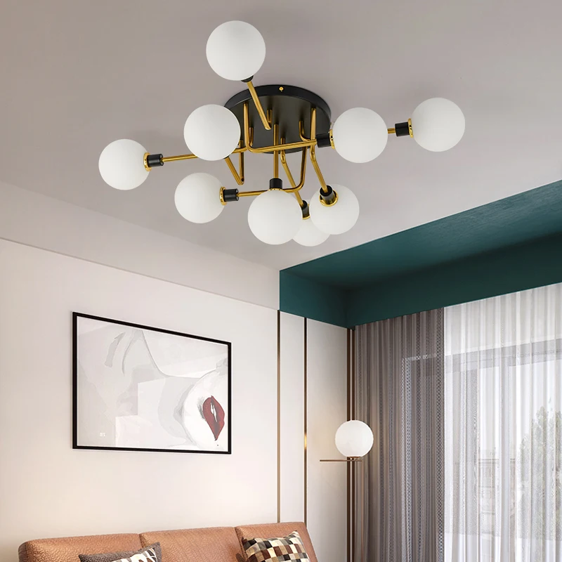 Светодиодный потолочный светильник современный стеклянный шар для гостиной