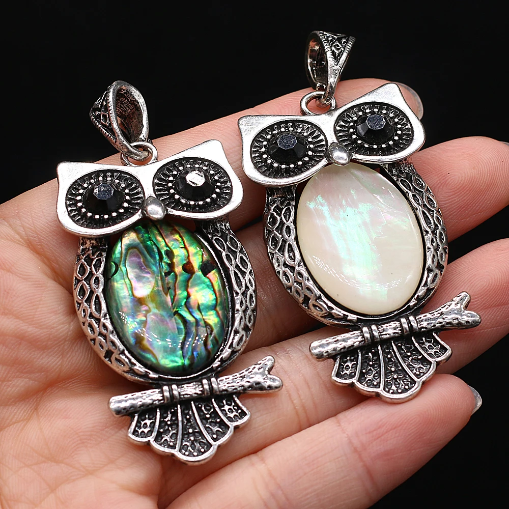 

Selling Natural Alloy Shell Personality Cute Animal Owl Pendant for Making DIY Necklace Pendant Student Girlfriend Gift