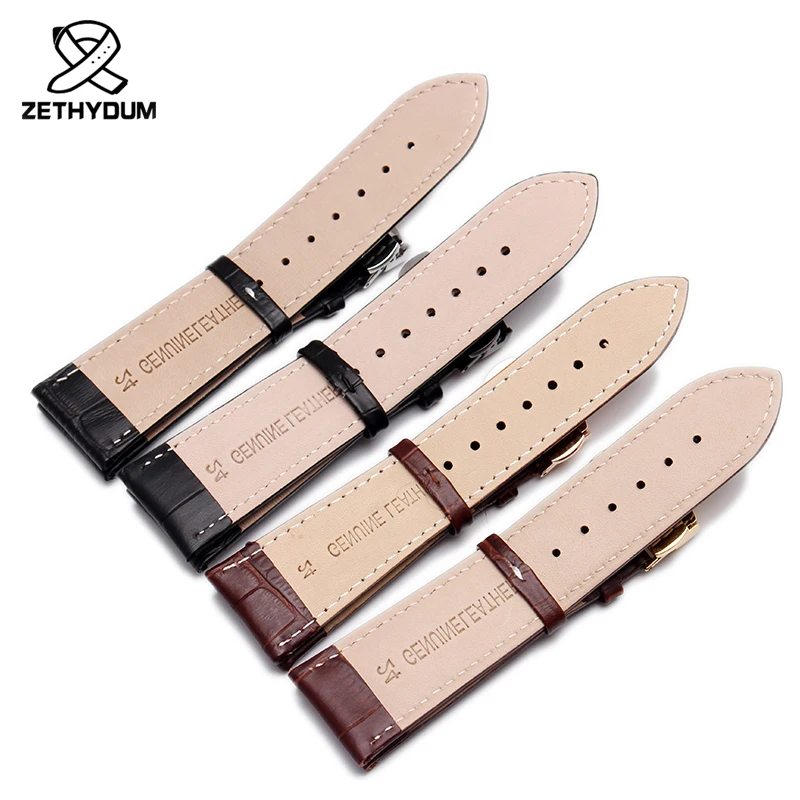 Фото 22mm 23mm 24mm 26mm 28mm big width Black brown Mens Alligator Genuine Leather Watch Strap Band bracelets free shipping №2