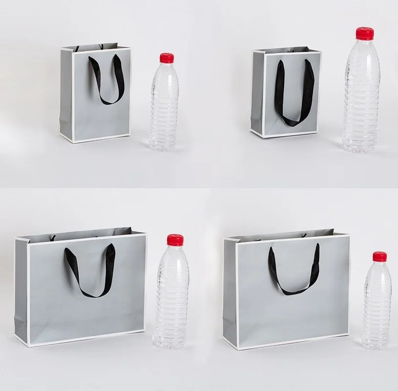 Тонкий серебристо-серый бумажный пакет сумка для подарков подарок на день