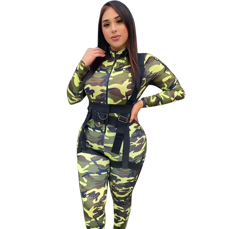 Леопардовой расцветки с камуфляжным принтом женские комбинезон высоким плотно