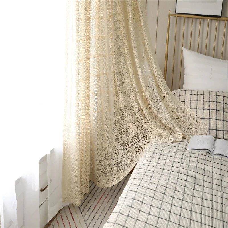 Полые занавески в стиле ретро затемняющие для окон вязаные кружева классический
