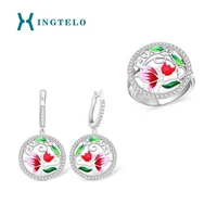 xingtelo sweet jewelry 925 sterling silver ring earrings jewelry set cubic zirconia classic wedding accessories for the bride