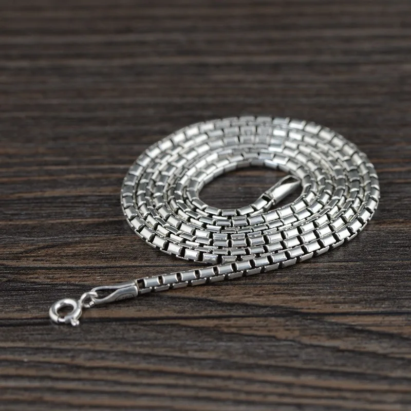 

Ожерелье FNJ из тайского серебра 925 пробы, с цепочкой 2 мм, 50-55 см