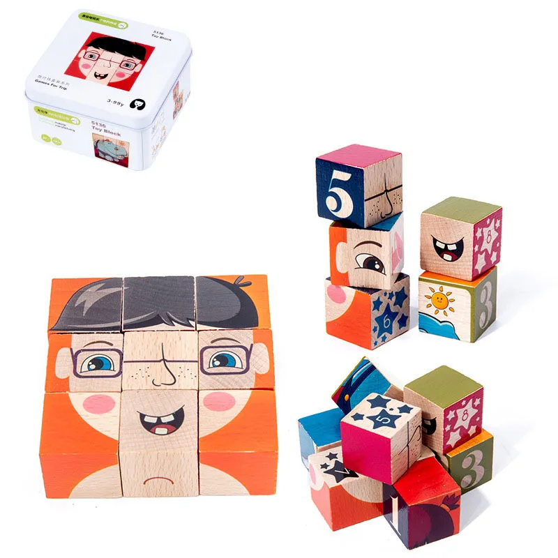 

Baby Wooden Building Blocks Early Learning Education Intelligence Jigsaw Toy Children Kids Interactive Game Toys Gift Unisex