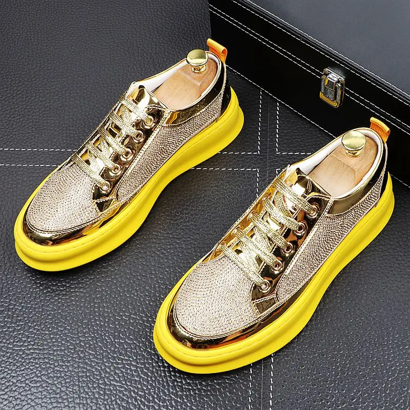 Высококачественные модные мужские лоферы Стразы золотого серебряного зеленого