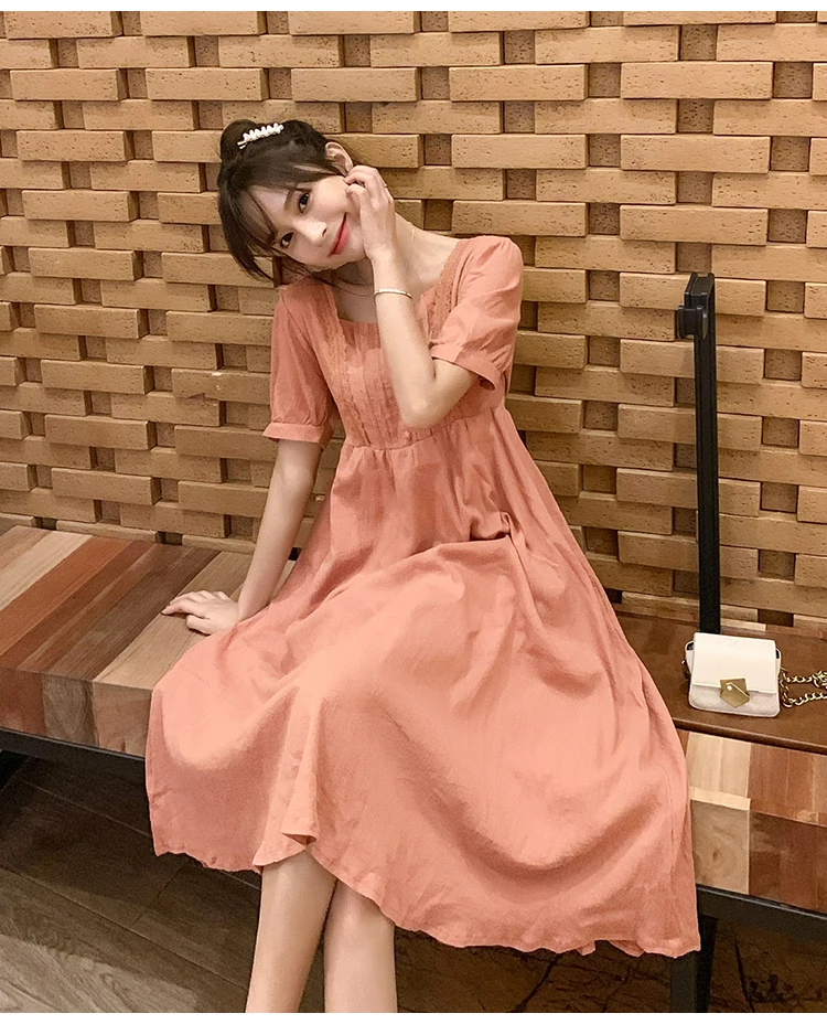 Hot! Pink Cotton Long Maternity Dress 2019 New Summer Fashion A-Line Loose High Waist Clothes for Pregnant Women Pregnancy | Мать и