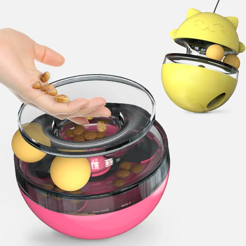

Cute Cat Toy Funny Stick Self-hey Relieve Boredom Orbital Ball Tumbler Leaking Food Ball Toy Cat Wheel Cat Treat Toy Pets Toys