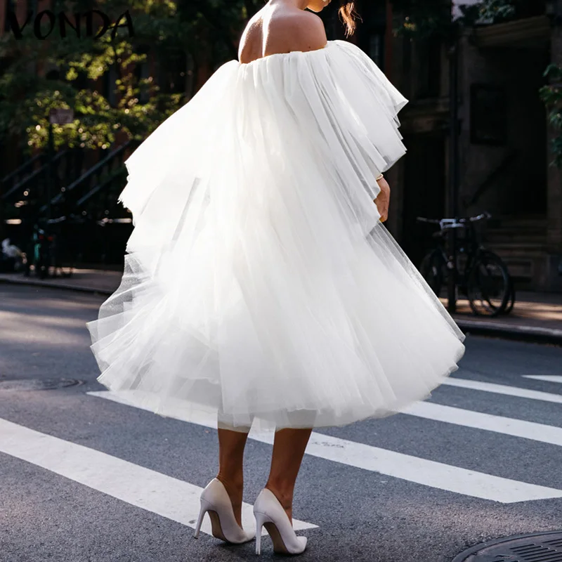 Женское платье с пачкой из сетки размера плюс VONDA летние однотонные вечерние