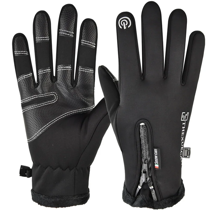 

Fall/winter outdoor sports water repellent windproof plus velvet warmth riding touch screen fishing screen gloves men