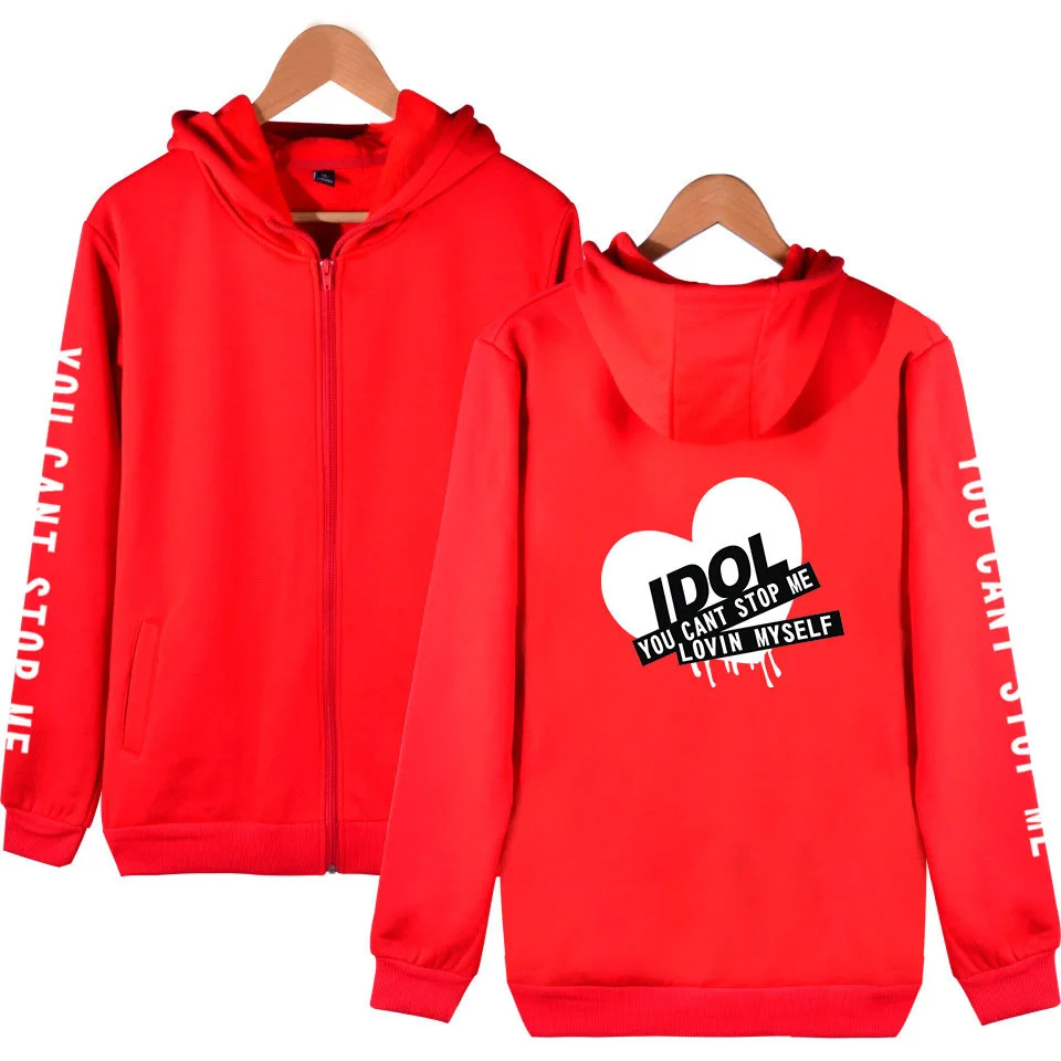 

New Fashion Kpop Bangtan Hoodie Sweatshirt IDOL You Can't Stop Me Love Myself Women's Bangtan Boys hooded Zipper Hoodies Jacket