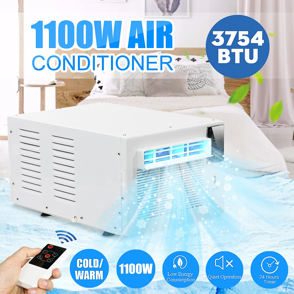 

1100W Desktop air conditioner 220V/AC Cold/Heat dual use 24-hour timer With remote control LED control panel Pet air conditione