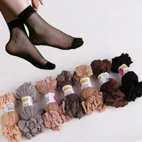 10 pairsset hot sale fashion womens thin crystal silk ankle socks female short socks summer bamboo transparent socks
