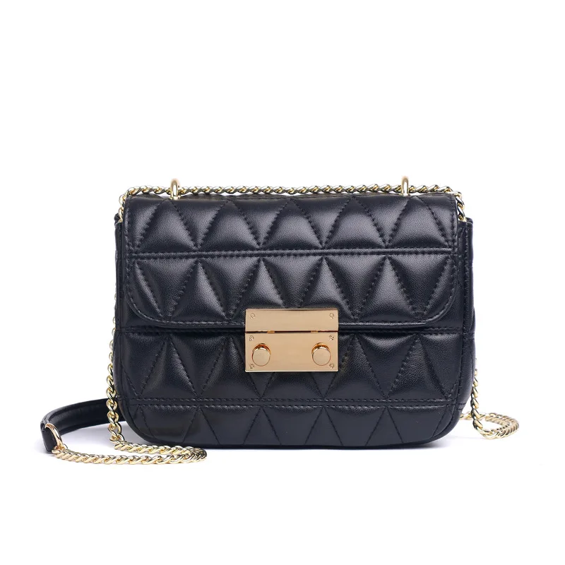 

New Fashion Lingge Ladies Chain Shoulder Bag Luxury Leather Sheepskin Small Bag Ladies Messenger Bag