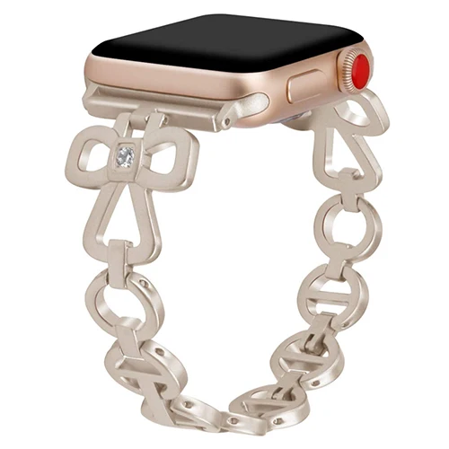 Роскошный металлический ремешок из нержавеющей стали для Apple Watch 4, 5, ремешок 42 мм, 44 мм, iwatch series 3, 2, 1, 40 мм, 38 мм, бриллиантовый ремешок в стиле бабочки - Цвет ремешка: gold