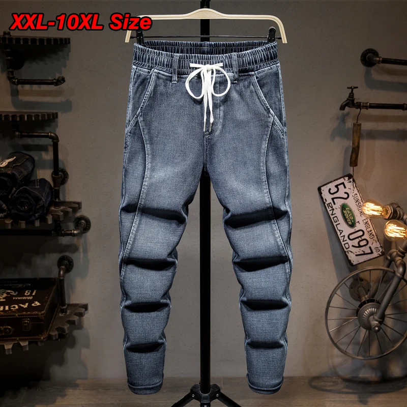 

Plus Size 5XL 6XL 7XL Men's Jeans Fashion Street Harem Pants Drawstring Autumn Winter Oversize Vintage Denim Trousers Clothes