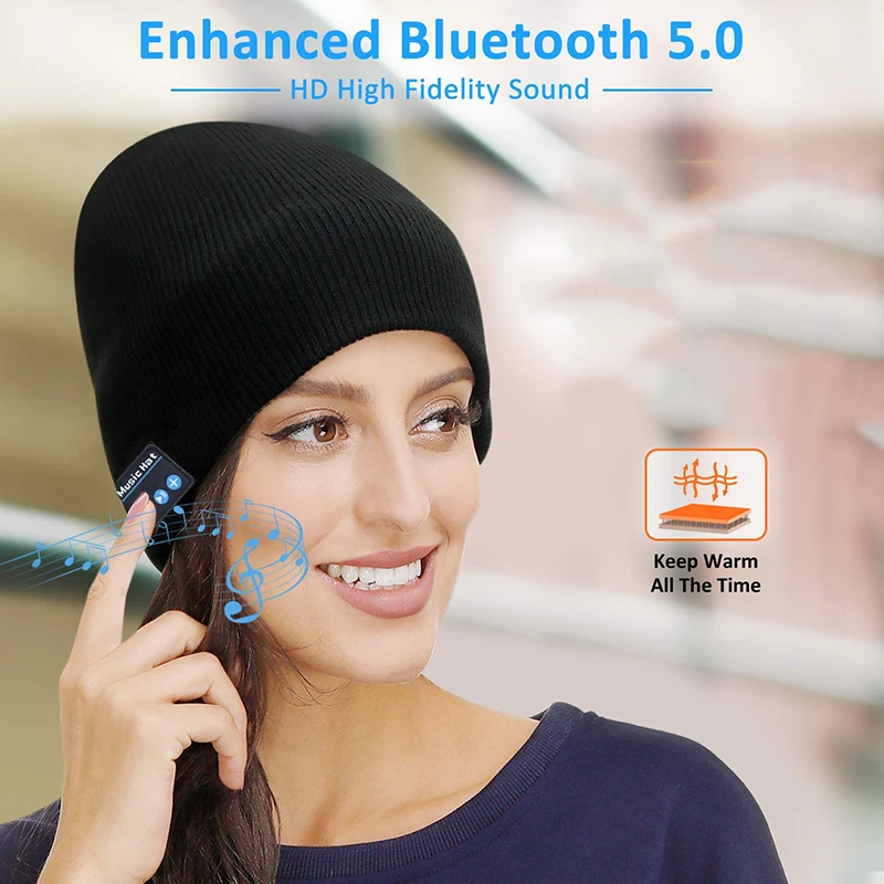 Вязаные колпачки Bluetooth гарнитура теплая музыкальная шапка беспроводные наушники