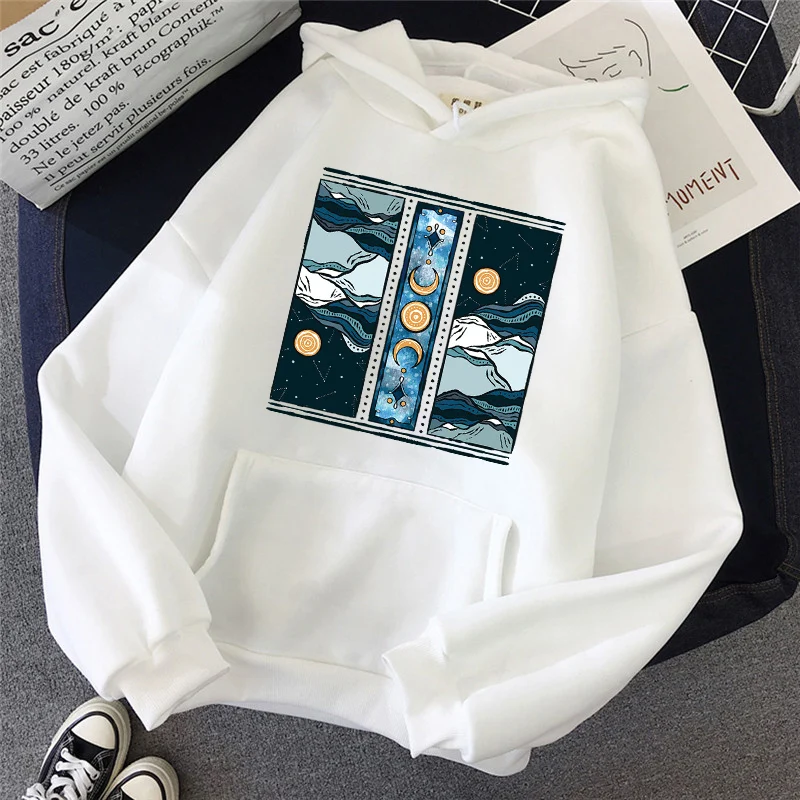 

Oversized Hoodies Women's Sweatshirt Cartoon Landscape Painting Print Hoodie Simple Pattern Anime Pullover Winter Casual Hooded
