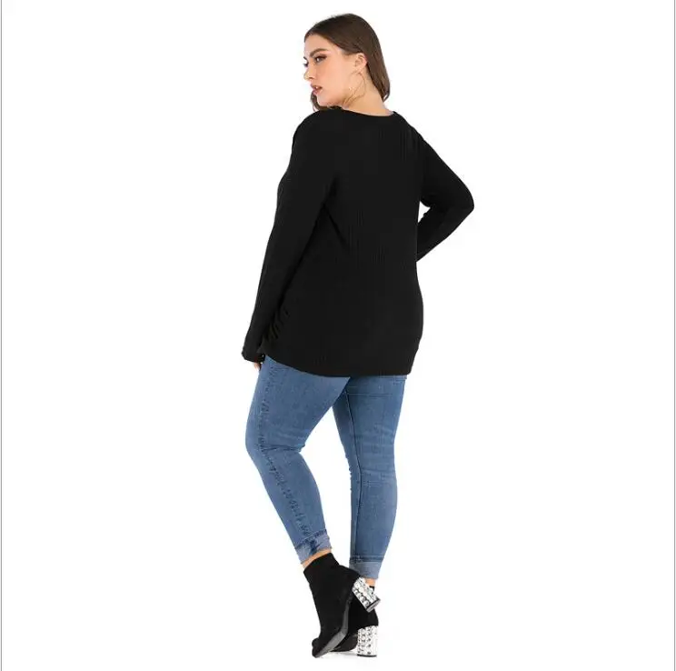 Повседневная Весенняя футболка с круглым вырезом Женская свободная большого