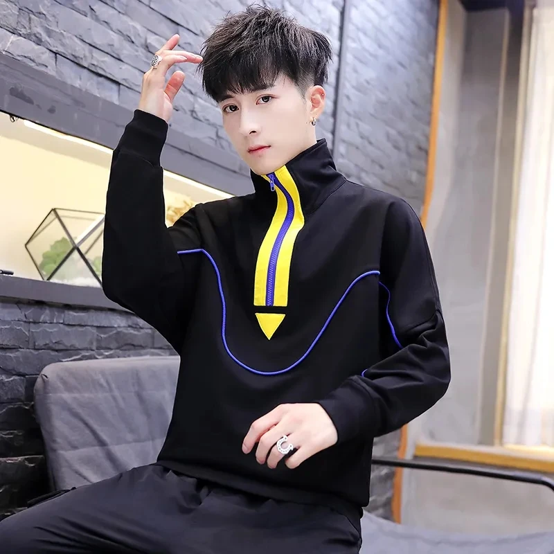 Свитшот мужской с длинным рукавом Модный пуловер в стиле Харадзюку на молнии