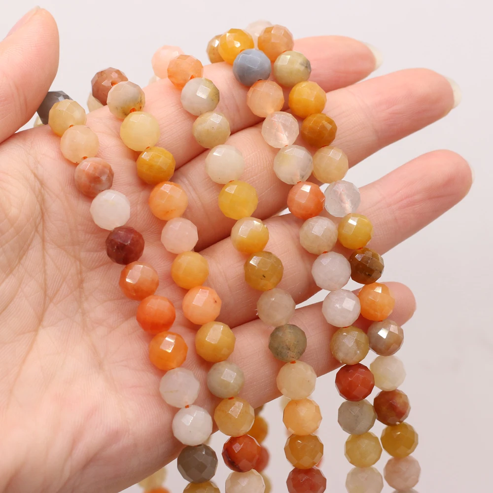 Natural Semi Precious Stones Color Hair Crystal Round Faceted Beaded Ladies Chain Beads Making DIY Necklace Bracelet Jewelry
