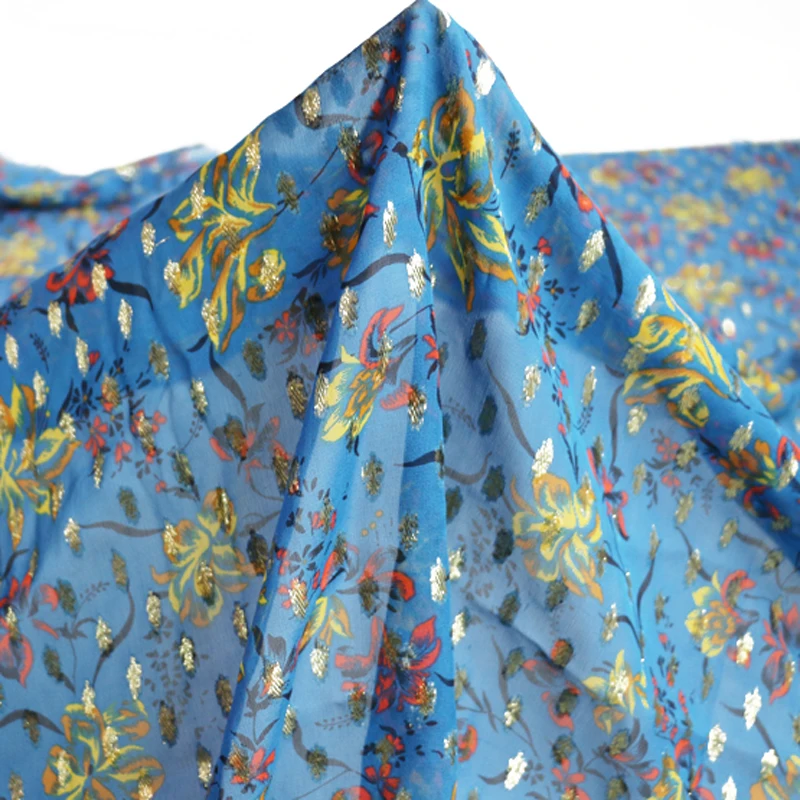 100 см * 132 золотой блестящий шелк Марля ткань натуральный жоржет шифон