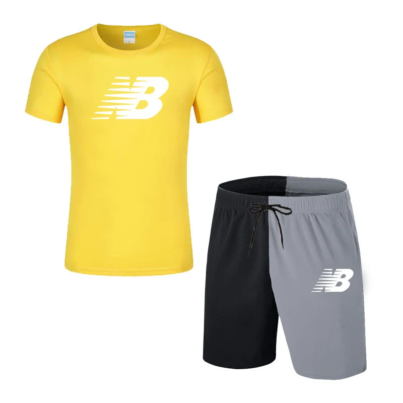 

2021Summer New Fashion Trend Men's Suit Personalized Fashion Printing Sports Short-Sleeved T-shirt + Sports Casual Short