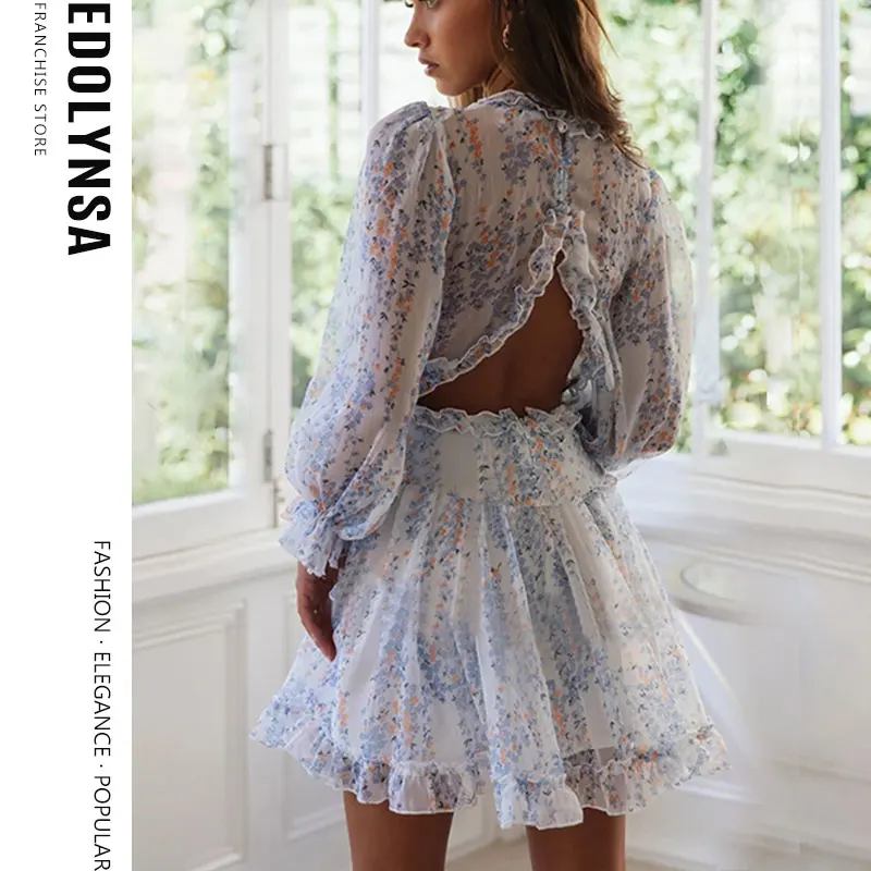 

Женское винтажное платье-трапеция с V-образным вырезом и оборками