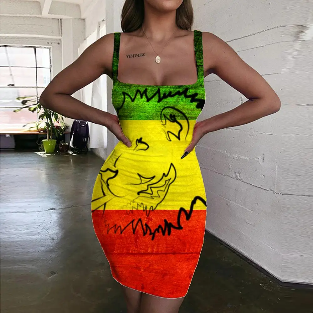 

Giyu Brand Lion Dresses Women Animal Sundress Anime 3d Print Colorful Ladies Dresses Harajuku Bodycon Dress Womens Clothing