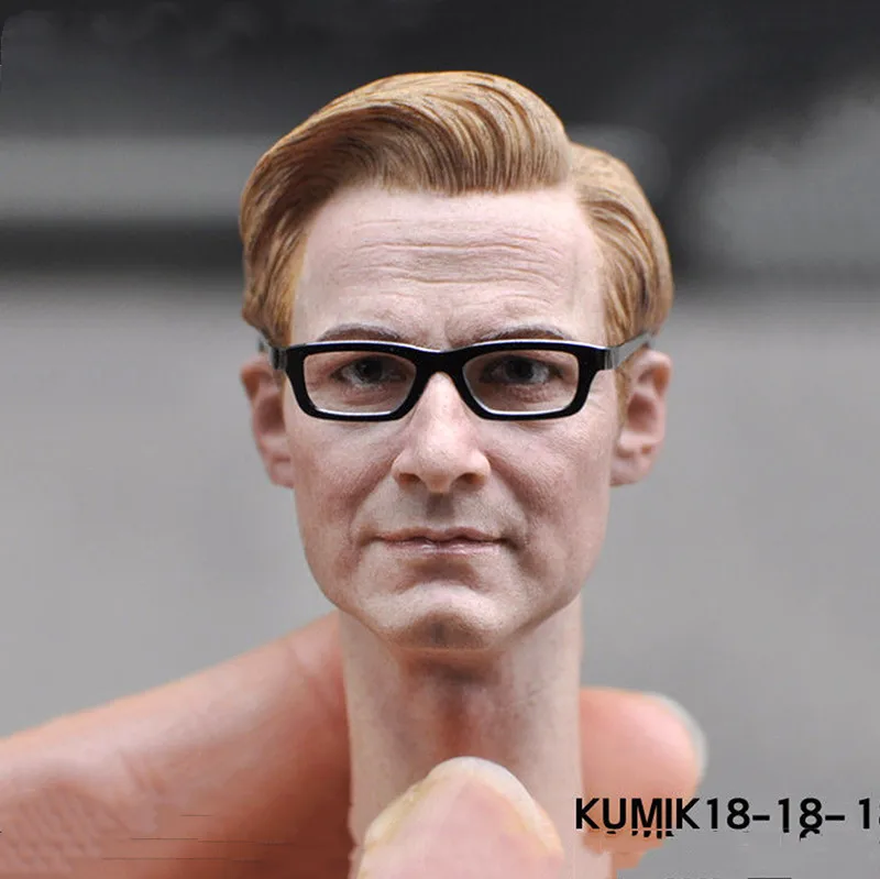 

KUMIK18-1 1/6 Male Agent Colin Firth Collectible Head Sculpt Glasses Pale Skin Fit For 12" Action Figure Body