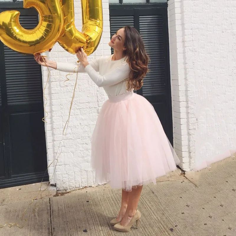 Юбка женская трапециевидная средней длины Тюлевая с завышенной талией школьная 7