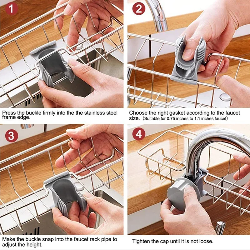 

Sink Sponge Holder Kitchen Stainless Steel Sink Caddy Sponge Holder Home Faucet Storage Rack for Kitchen Bathroom