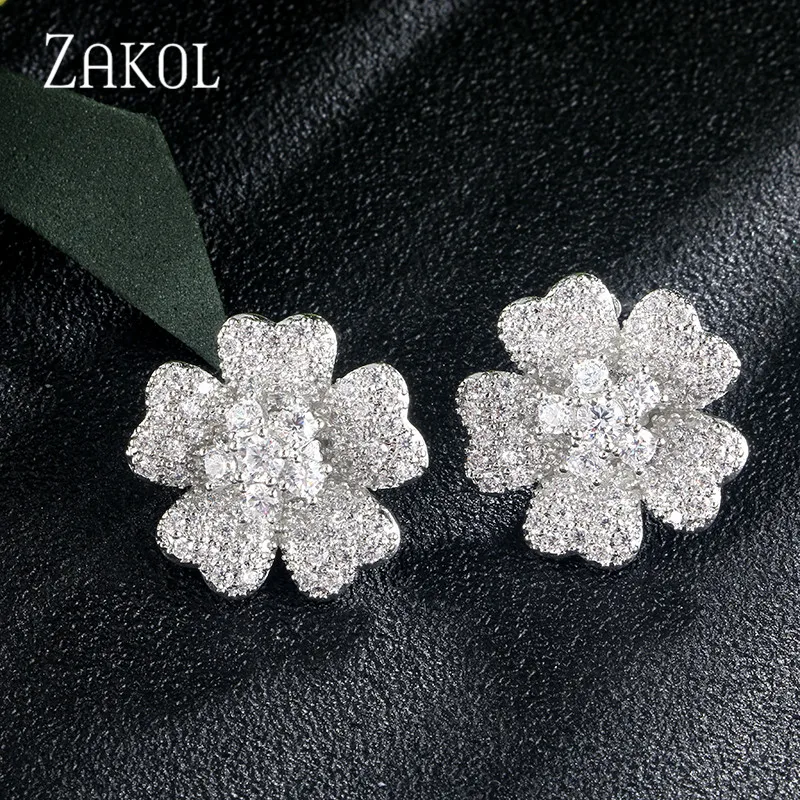 Модное красивое женское кольцо ZAKOL с цветочным цирконием обручальные кольца