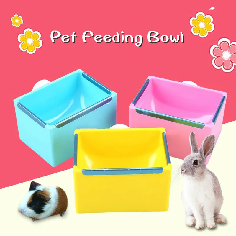 

Pet Feeding Bowl Rectangle Plastic Fix Cage Food Water Feeder Bowl For Rabbits Cats Bird Pet Food Bowls Dropshipping