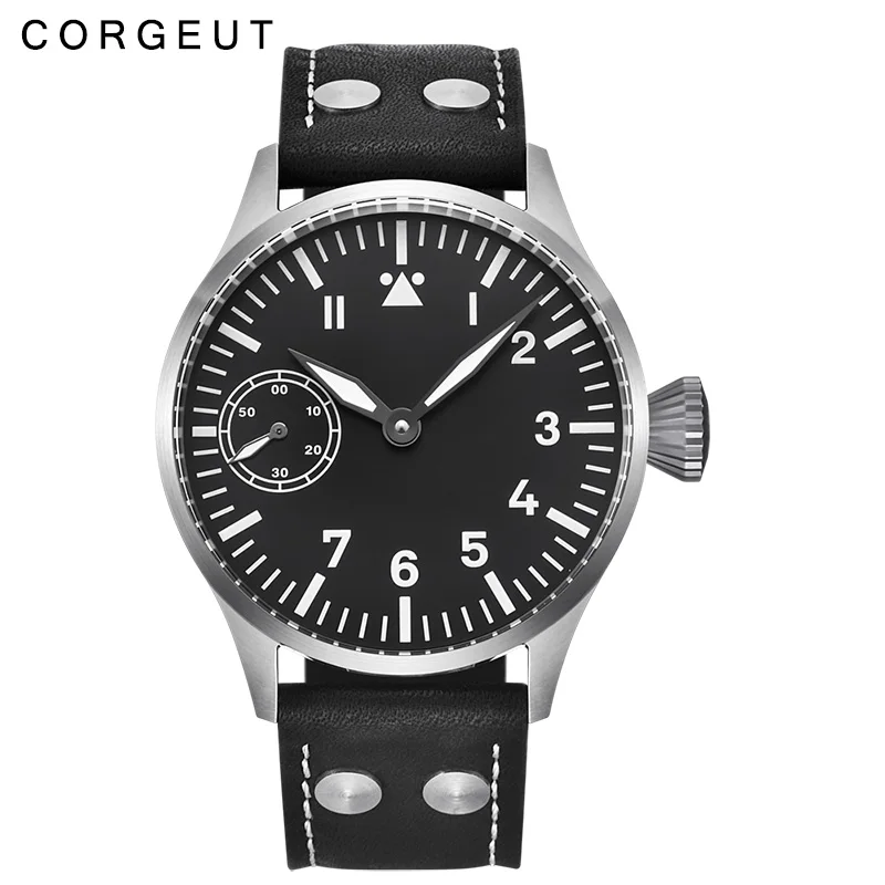 2017B-SW Corgeut 17 Jewels механические часы с ручным заводом Чайка 3600 движение 6497 Модные Кожаные Спортивные Светящиеся мужские роскошные Брендовые Часы - Цвет: 2017B-SW