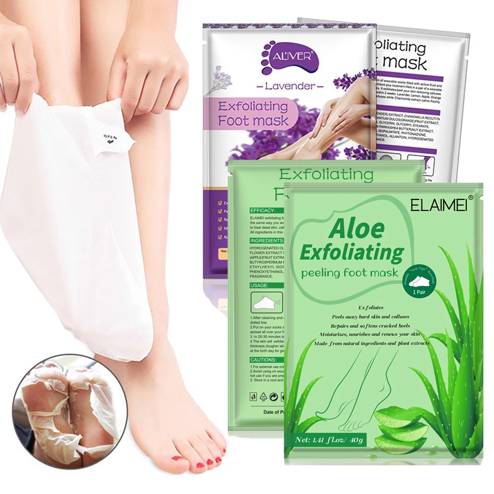 Aloe Exfoliating Foot Mask For Pedicure Socks Feet Peeling Moisturizing Skin Care Dead Removal Patch 1Bag=2pcs | Красота и здоровье