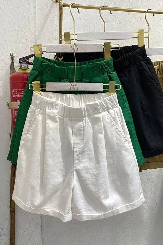 

High Waist Elastic Loose Casual Thin Shorts for Women 2021 Summer New Versatile Solid Color Wide Leg Pants Ladies