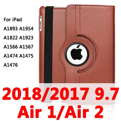 Air12 2017-18-brown 360 Вращающийся чехол для Apple iPad 2/3/4 Air 1/2 A1430 A1458 A1460 iPad2 iPad3 iPad4 Air1 Air2 планшетный чехол для i Pad 9,7 - Цвет: Air12 2017-18-brown