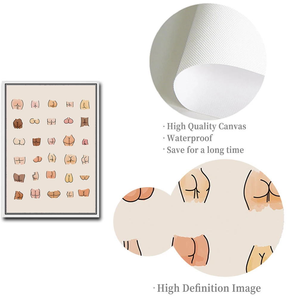 

Boho Funny Bathroom Signs Wall Art Canvas Painting Toilet Rules Humour Butt Posters Print Restroom Typography Decor Pictures