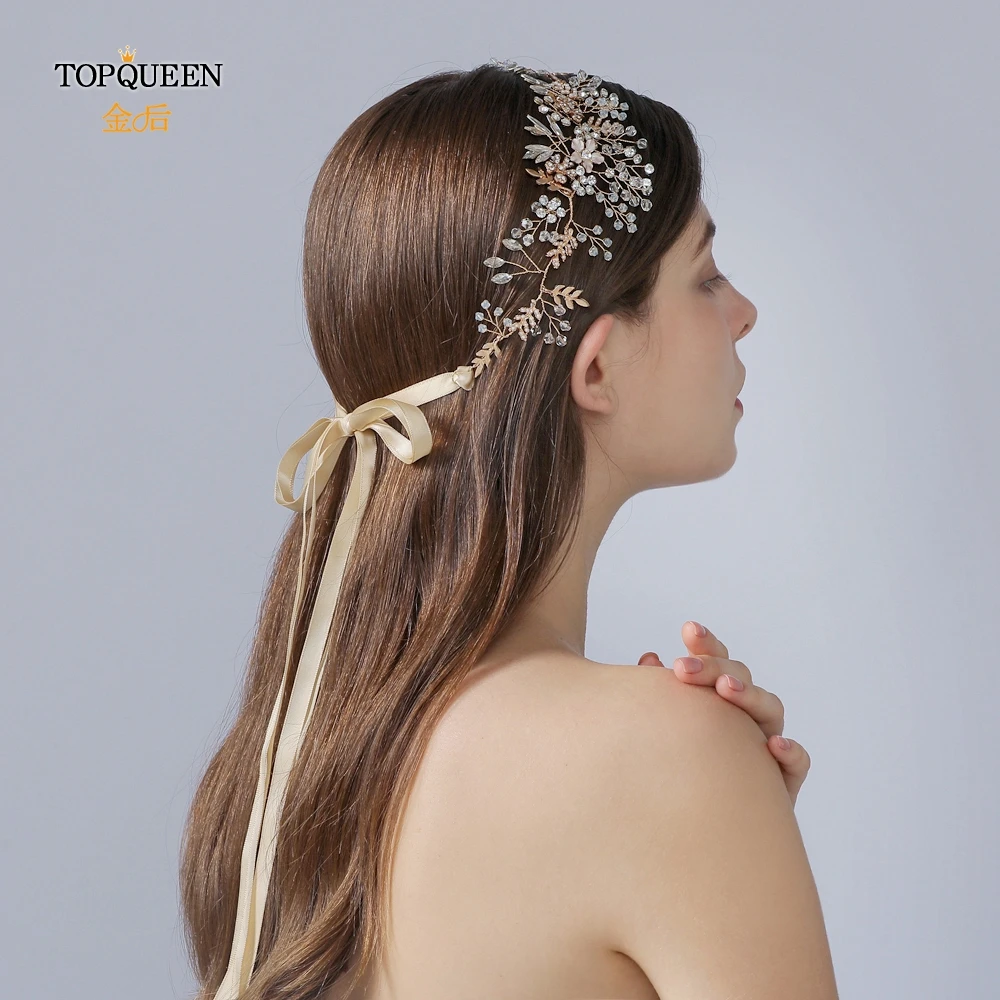 TOPQUEEN HP235 повязка для волос, диадема для невесты и Корона Стразы свадебные головные уборы украшения для волос свадебные цветочные лоза аксессуары для волос