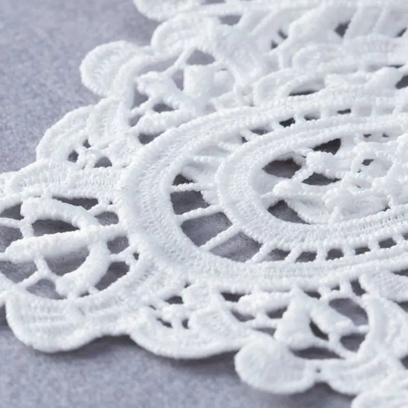 Vintage Palace Style Womens Doll False Fake Collar Hollow Out Crochet Lace Half Shirt Necklace Shawl with Imitation Pearl Bowtie |