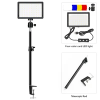 led video light mini four color card panel photography lamp tripod 5600k dimmable professional for youtube live streaming photo