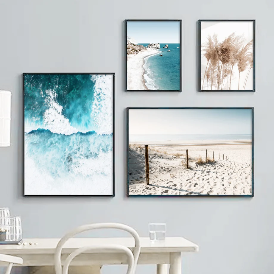 Sea Bridge Reed Beach Sailboat Quote landscape Art Canvas Painting Nordic Posters And Prints Room Decor Wall Pictures For Living | Дом и сад
