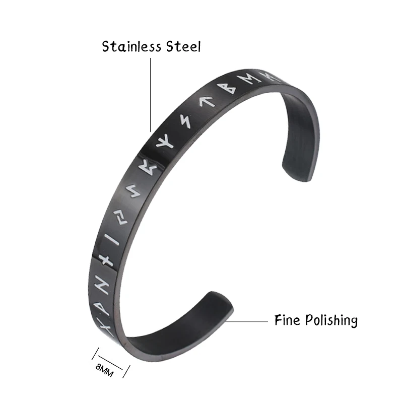 

Stainless Steel Viking Aegishjalmur Rune Bracelet Men's Fashion Luminous Open Bracelet Personality Accessories Holiday Gift