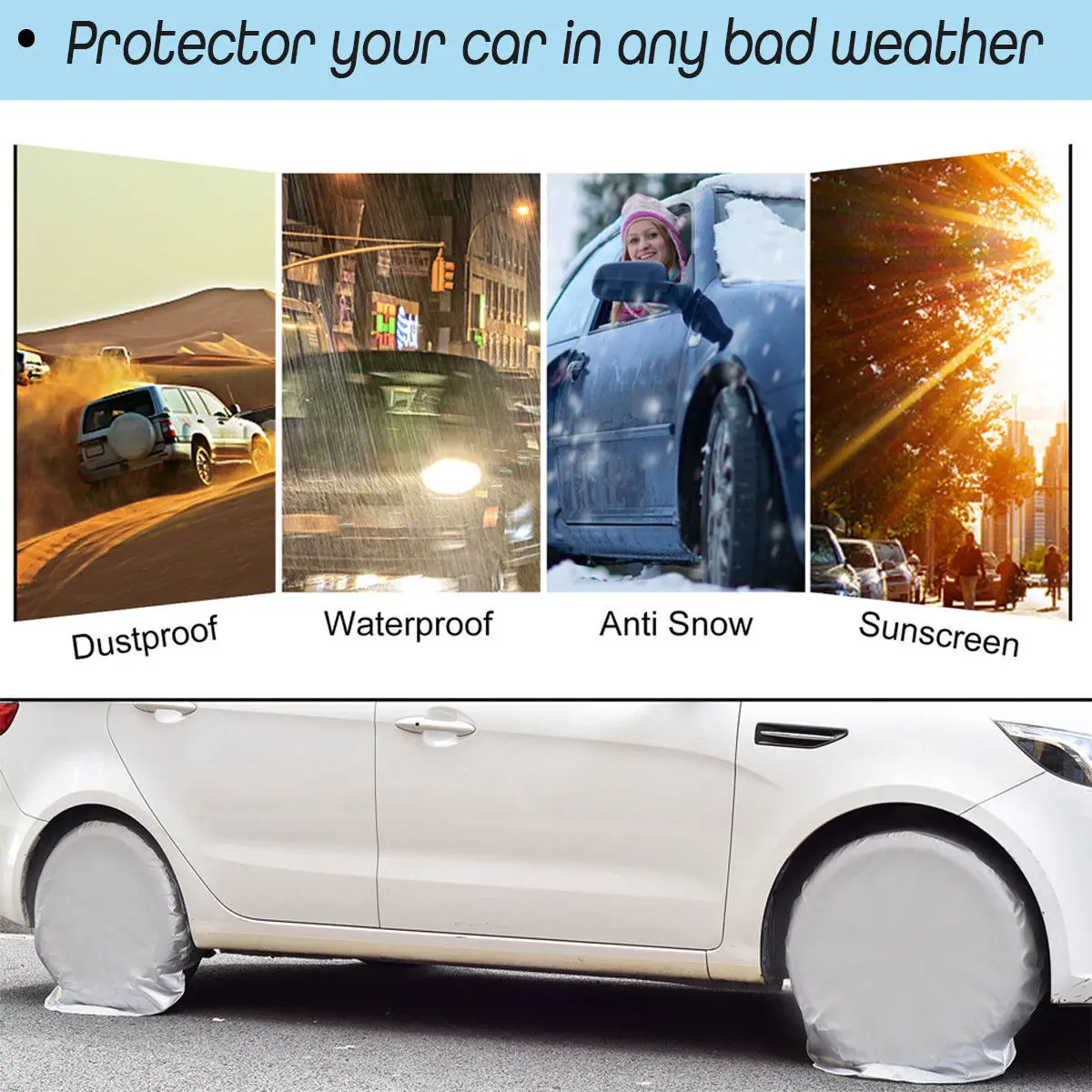 

4Pcs Car Wheel Tire Covers 80*30cm 210D Oxford cloth Tire Cover Protector Waterproof Scratch Resistant accessories for cars