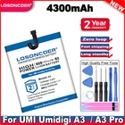 Сменный аккумулятор LOSONCOER 4300 мА  ч для UMI Umidigi A3 A3 Pro, высококачественный литий-полимерный аккумулятор мобильный телефон + Подарочные инструменты