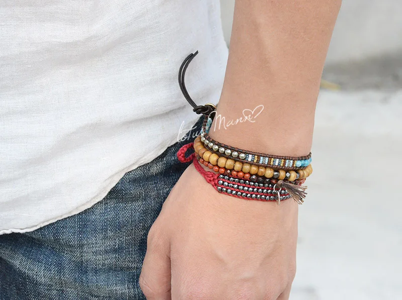 Лотос Манн старые бусины и красные камни смешанные времена защиты тигровый глаз