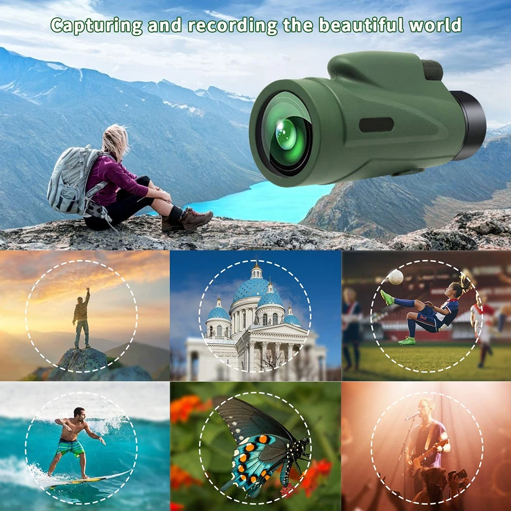 Бинокль высокой мощности 12X50 водонепроницаемый Монокуляр с зумом подходит для
