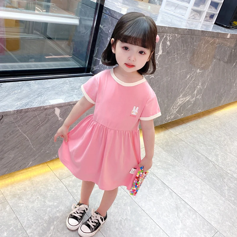 

Girls Summer New Fashion Short Sleeve Dress Baby Kids Cartoon Print Dresses Children Clothing Child Clothes